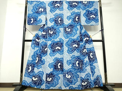 平和屋着物∴夏物　浴衣　有松鳴海絞り　乱菊　綿　逸品　DABI3515cd