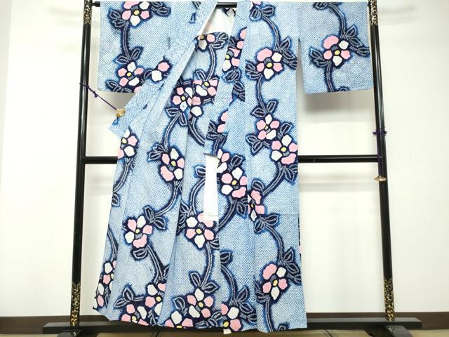 平和屋着物∴夏物　浴衣　有松鳴海絞り　枝花文　綿　逸品　DABI3516cd