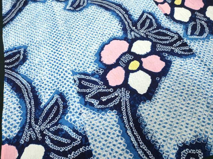 平和屋着物∴夏物　浴衣　有松鳴海絞り　枝花文　綿　逸品　DABI3516cd