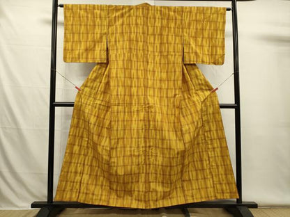 平和屋着物■本場縞大島紬　格子　正絹　逸品　DABI3525ya