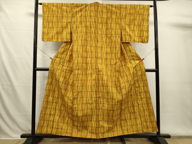 平和屋着物■本場縞大島紬　格子　正絹　逸品　DABI3525ya