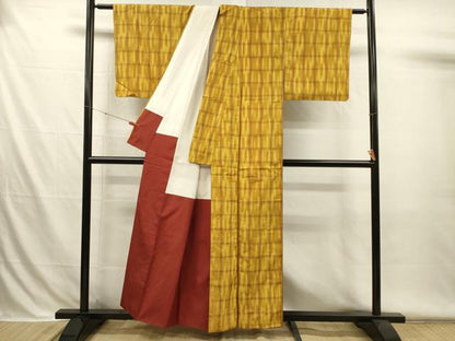 平和屋着物■本場縞大島紬　格子　正絹　逸品　DABI3525ya