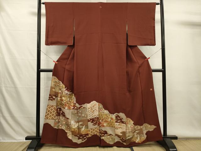 平和屋着物■十日町友禅作家　龍谷　色留袖　鳳凰吉祥花文　金銀彩　三越扱い　正絹　逸品　DABI3527ya