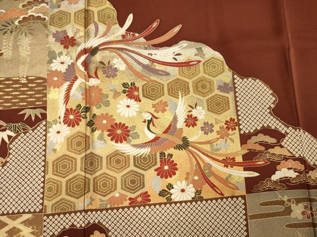 平和屋着物■十日町友禅作家　龍谷　色留袖　鳳凰吉祥花文　金銀彩　三越扱い　正絹　逸品　DABI3527ya