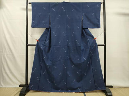 平和屋着物■上質な紬　十字絣文様　正絹　逸品　DABI3529ya