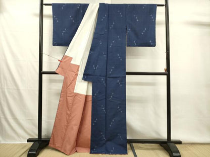 平和屋着物■上質な紬　十字絣文様　正絹　逸品　DABI3529ya