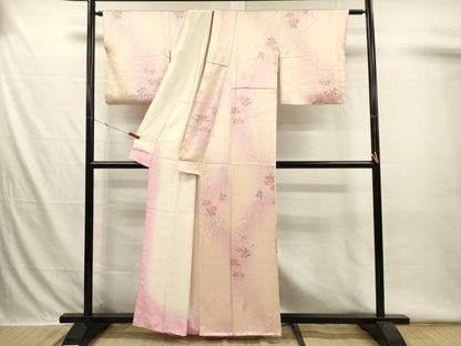 平和屋着物■上質な小紋　草花文　暈し染め　正絹　逸品　DABI3530ya