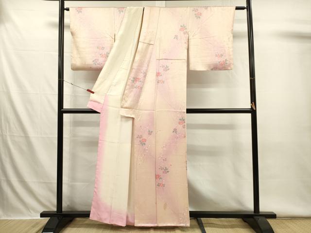 平和屋着物■上質な小紋　草花文　暈し染め　正絹　逸品　DABI3530ya