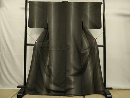 平和屋着物■本場縞大島紬　間道　正絹　逸品　DABI3532ya