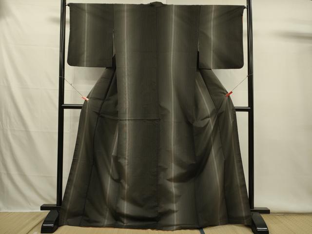 平和屋着物■本場縞大島紬　間道　正絹　逸品　DABI3532ya