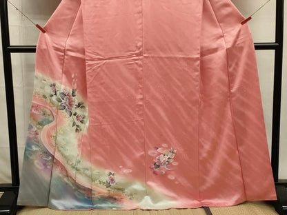 平和屋着物■訪問着　流水文　薔薇　バラ　暈し染め　金銀彩　正絹　逸品　DABI3538ya