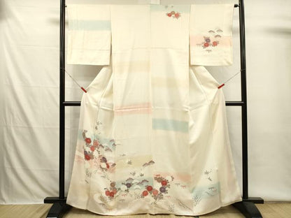 平和屋着物■訪問着　刺繍　草花松文　暈し染め　正絹　逸品　DABI3539ya