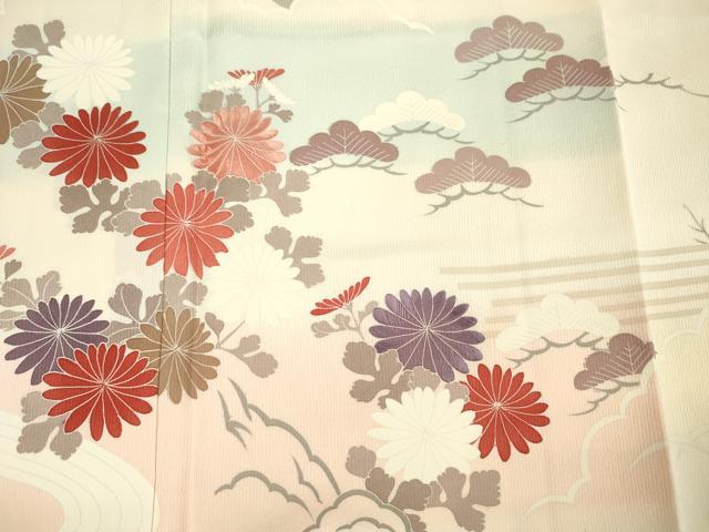平和屋着物■訪問着　刺繍　草花松文　暈し染め　正絹　逸品　DABI3539ya