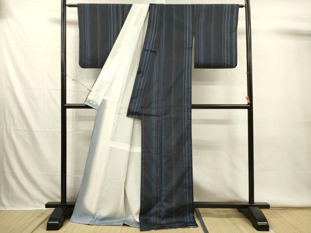 平和屋着物■本場縞大島紬　間道　正絹　逸品　DABI3540ya