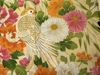 平和屋着物■豪華黒留袖　刺繍　花鳥文　金銀糸　正絹　逸品　DABI3544ya