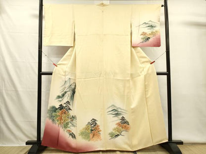 平和屋着物■訪問着　手描き　風景文　暈し染め　正絹　逸品　DABI3545ya