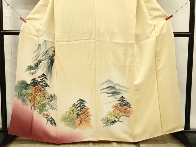 平和屋着物■訪問着　手描き　風景文　暈し染め　正絹　逸品　DABI3545ya