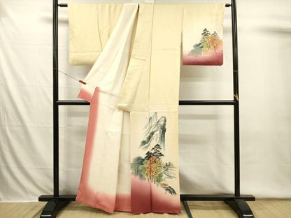 平和屋着物■訪問着　手描き　風景文　暈し染め　正絹　逸品　DABI3545ya
