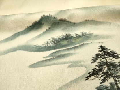 平和屋着物■訪問着　手描き　風景文　暈し染め　正絹　逸品　DABI3545ya