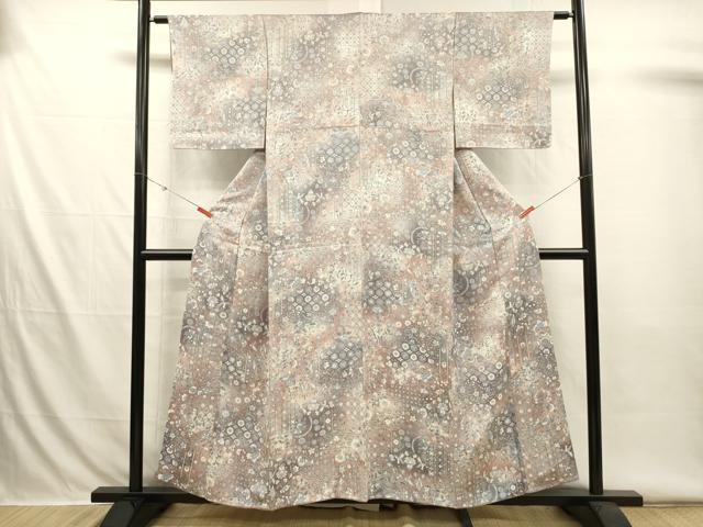 平和屋着物■上質な小紋　更紗花鳥文　暈し染め　正絹　逸品　DABI3546ya