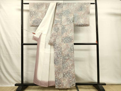 平和屋着物■上質な小紋　更紗花鳥文　暈し染め　正絹　逸品　DABI3546ya