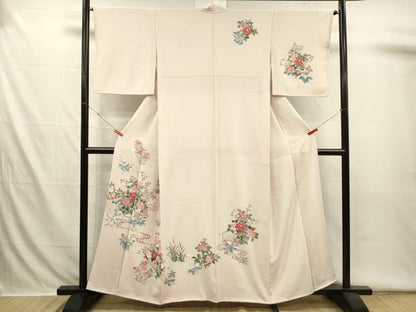 平和屋着物■訪問着　友禅　草花文　正絹　逸品　DABI3548ya
