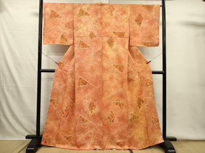 平和屋着物■上質な小紋　絞り　切嵌草花文　暈し染め　正絹　逸品　DABI3549ya