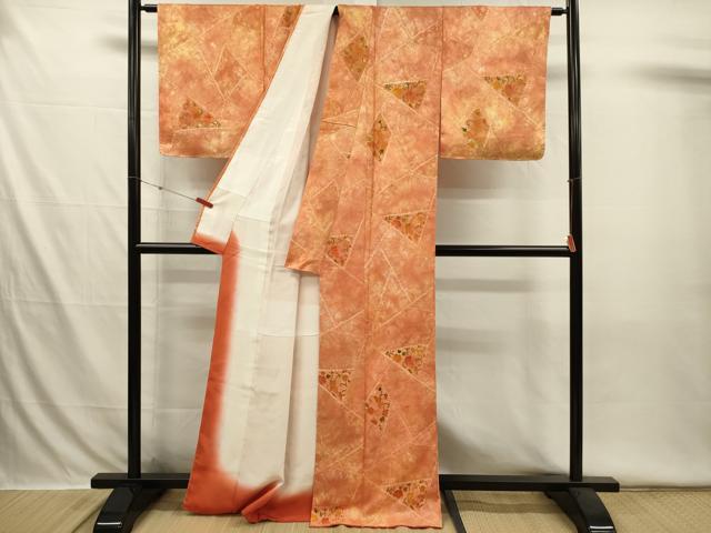 平和屋着物■上質な小紋　絞り　切嵌草花文　暈し染め　正絹　逸品　DABI3549ya