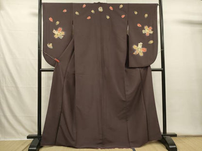 平和屋着物■小振袖　二尺袖　あずき桜　蛍暈し　金彩　洗える着物　DABI3553ya