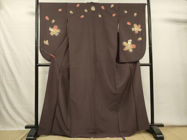 平和屋着物■小振袖　二尺袖　あずき桜　蛍暈し　金彩　洗える着物　DABI3553ya