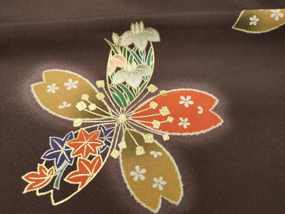 平和屋着物■小振袖　二尺袖　あずき桜　蛍暈し　金彩　洗える着物　DABI3553ya