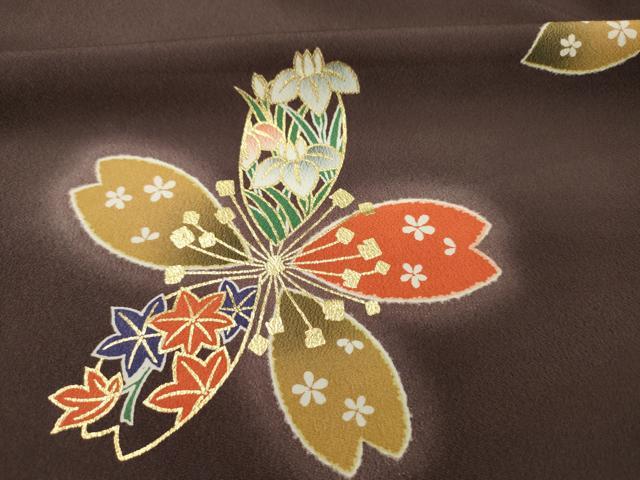 平和屋着物■小振袖　二尺袖　あずき桜　蛍暈し　金彩　洗える着物　DABI3553ya