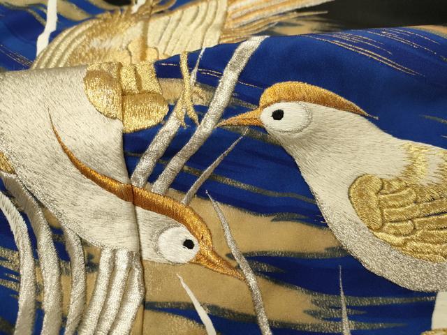 平和屋着物■豪華黒留袖　刺繍　尾長鳥　金彩　正絹　逸品　DABI3554ya