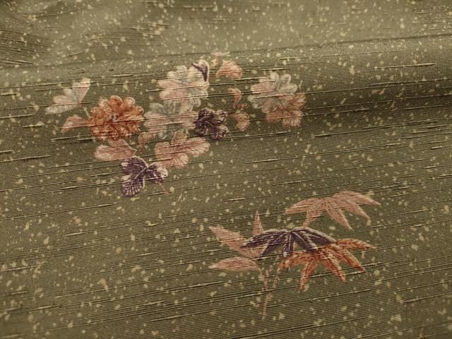 平和屋着物■小紋　笹の葉花文　洗える着物　未使用　DABI3556ya