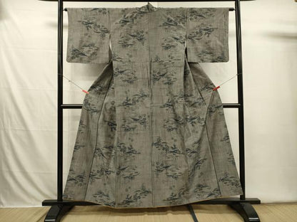 平和屋着物■上質な紬　風景文　正絹　逸品　DABI3558ya