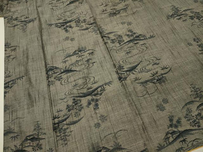 平和屋着物■上質な紬　風景文　正絹　逸品　DABI3558ya