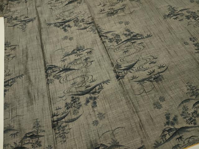 平和屋着物■上質な紬　風景文　正絹　逸品　DABI3558ya