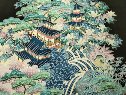 平和屋着物■豪華黒留袖　作家物　流水風景花松文　金彩　正絹　逸品　DABI3560ya