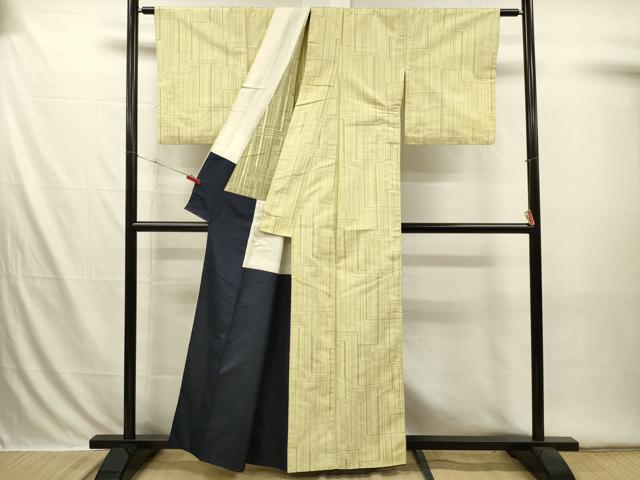平和屋着物■上質な紬　幾何学文　正絹　逸品　DABI3561ya