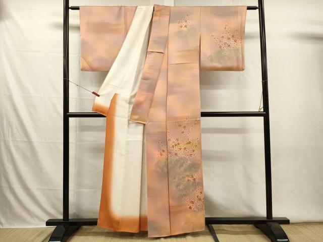 平和屋着物■訪問着　枝花文　暈し染め　金彩　正絹　逸品　DABI3562ya