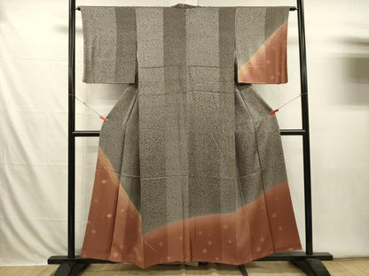 平和屋着物■訪問着　駒刺繍　舞花文　暈し染め　金彩　正絹　逸品　DABI3563ya