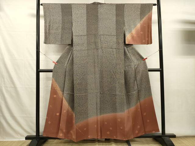 平和屋着物■訪問着　駒刺繍　舞花文　暈し染め　金彩　正絹　逸品　DABI3563ya