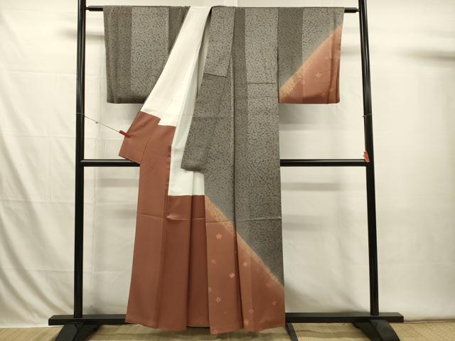 平和屋着物■訪問着　駒刺繍　舞花文　暈し染め　金彩　正絹　逸品　DABI3563ya