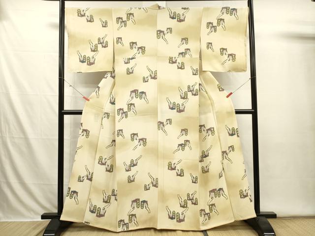 平和屋着物■上質な小紋　御所車文　暈し染め　正絹　逸品　DABI3565ya
