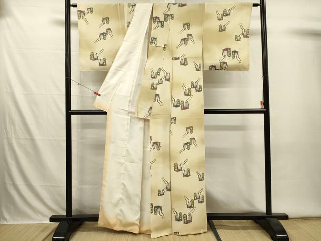 平和屋着物■上質な小紋　御所車文　暈し染め　正絹　逸品　DABI3565ya