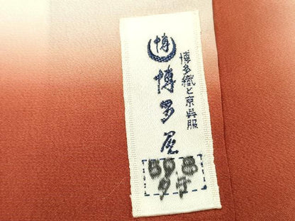 平和屋着物■上質な小紋　人物風景文　暈し染め　お召縮緬　正絹　逸品　DABI3567ya