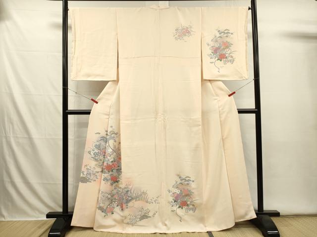 平和屋着物■訪問着　絵巻飛鶴花文　暈し染め　金彩　正絹　逸品　DABI3570ya