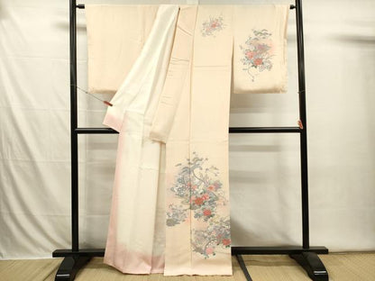 平和屋着物■訪問着　絵巻飛鶴花文　暈し染め　金彩　正絹　逸品　DABI3570ya
