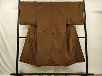 平和屋着物■男性　紬　霞文　黒茶色　正絹　逸品　DABI3573ya