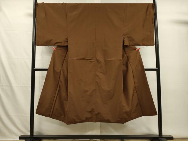 平和屋着物■男性　紬　霞文　黒茶色　正絹　逸品　DABI3573ya